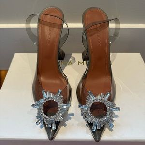 Amina Muaddi Begum PVC Slingback Size 36 - Light Grey